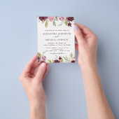 Budget Burgundy Pink Floral Wedding Flyer (Hand)