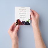 Budget Burgundy Plum Navy Floral Wedding Flyer (Hand)