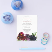 Budget Burgundy Plum Navy Floral Wedding Flyer (Enkel)