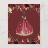 Budget Burgundy Princess Sweet 16 Uitnodiging (Achterkant)