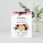 Budget Burgundy Pumpkin Baby shower Uitnodiging (Staand voorkant)