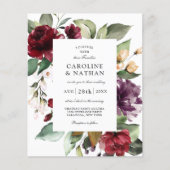 Budget Burgundy Red en Plum Floral Wedding (Voorkant)