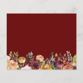 Budget Burgundy Red Floral Wedding Details Kaart (Achterkant)