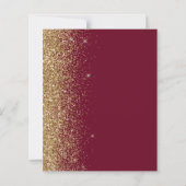 Budget Burgundy Red Gold Glitter Wedding Invite (Achterkant)
