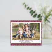 Budget Burgundy Red Leaf Pattern Merry Kerstry (Staand voorkant)