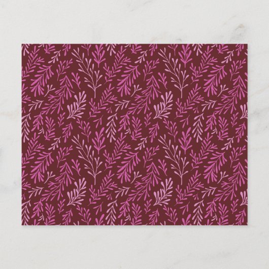 Budget Burgundy Red Leaf Pattern Merry Kerstry (Achterkant)