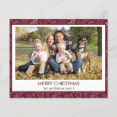 Budget Burgundy Red Leaf Pattern Merry Kerstry (Voorkant)