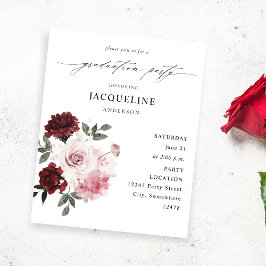 Budget Burgundy Red & Pink Floral Gradual Party Flyer
