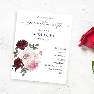 Budget Burgundy Red & Pink Floral Gradual Party Flyer