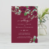 BUDGET Burgundy Red Roses Gypsophila WEDDING (Staand voorkant)