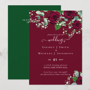 BUDGET Burgundy Red Roses Gypsophila WEDDING