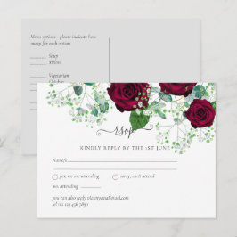 BUDGET Burgundy Red Roses Gypsophila WEDDING Briefkaart