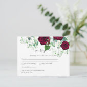 BUDGET Burgundy Red Roses Gypsophila WEDDING Briefkaart (Staand voorkant)