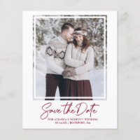 Budget Burgundy Red Text Foto Save the Date