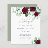 BUDGET Burgundy Rode Rozen Gypsophila TROUWEN (Voorkant / Achterkant)