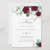BUDGET Burgundy Rode Rozen Gypsophila TROUWEN (Voorkant)