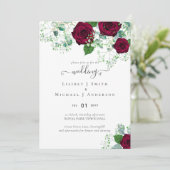 BUDGET Burgundy Rode Rozen Gypsophila TROUWEN (Staand voorkant)