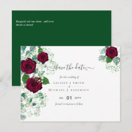 BUDGET Burgundy Rode Rozen Gypsophila TROUWEN Briefkaart