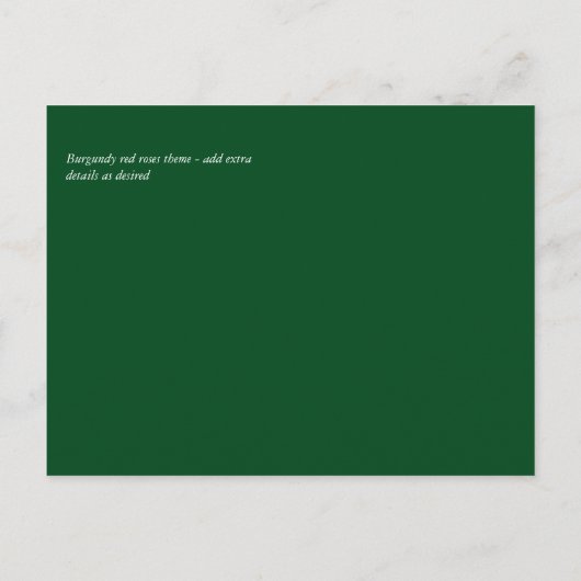 BUDGET Burgundy Rode Rozen Gypsophila TROUWEN Briefkaart (Achterkant)