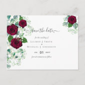 BUDGET Burgundy Rode Rozen Gypsophila TROUWEN Briefkaart (Voorkant)
