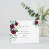 BUDGET Burgundy Rode Rozen Gypsophila TROUWEN Briefkaart (Staand voorkant)