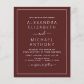 Budget Burgundy Romantic Wedding Invitation Flyer (Voorkant)