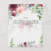 BUDGET Burgundy Roze Bloemachtige Trouw UITNODIGIN (Achterkant)