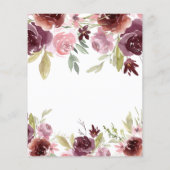 Budget Burgundy Roze Bloemen Bruiloft Uitnodiging Flyer (Achterkant)