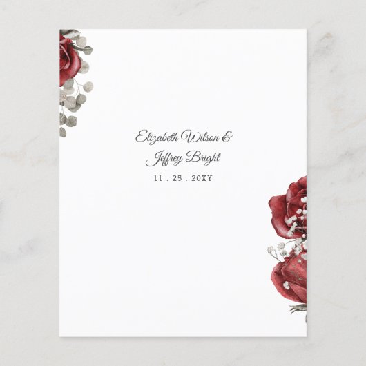 Budget Burgundy Rustic Floral Wedding Uitnodiging (Achterkant)