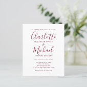 Budget Burgundy Script Photo Weddenschap (Staand voorkant)