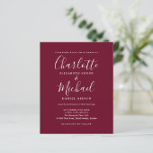 Budget Burgundy Script Photo Weddenschap (Staand voorkant)