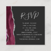 Budget Burgundy Silver Agate Dark QR Code RSVP Informatiekaartje (Voorkant)