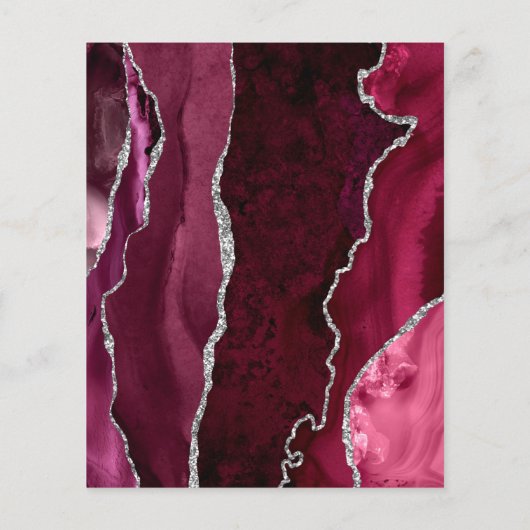 Budget Burgundy Silver Agate Gray Wedding Invite (Achterkant)