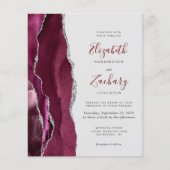 Budget Burgundy Silver Agate Gray Wedding Invite (Voorkant)