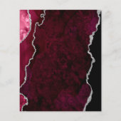 Budget Burgundy Silver Agate Wedding Menu (Achterkant)