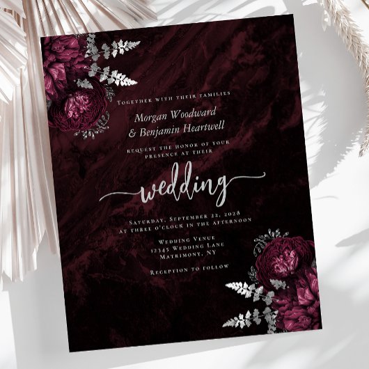 Budget Burgundy Silver Floral Wedding