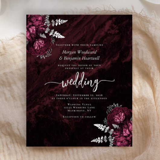 Budget Burgundy Silver Floral Wedding