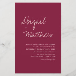 Budget Burgundy Simple Boho Wedding Invitation