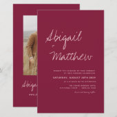 Budget Burgundy Simple Boho Wedding Invitation (Voorkant / Achterkant)