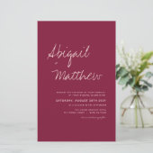 Budget Burgundy Simple Boho Wedding Invitation (Staand voorkant)