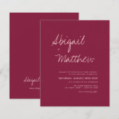 Budget Burgundy Simple Moderne Wedding Invitation (Voorkant / Achterkant)