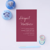 Budget Burgundy Simple Moderne Wedding Invitation Flyer (Enkel)