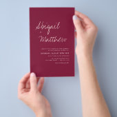 Budget Burgundy Simple Moderne Wedding Invitation Flyer (Hand)