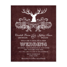 Budget Burgundy Stag Wedding Invitation