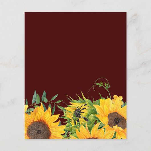 Budget Burgundy Sunflower Weddenschap (Achterkant)