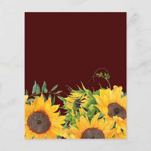 Budget Burgundy Sunflower Weddenschap (Achterkant)