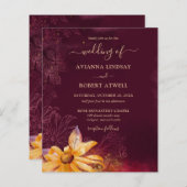 Budget Burgundy Sunflower Weddenschap (Voorkant / Achterkant)