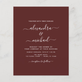 Budget Burgundy Trouwen Moderne Typografie Flyer
