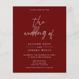 Budget Burgundy Wedding Invitation Flyer