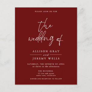 Budget Burgundy Wedding Invitation Flyer